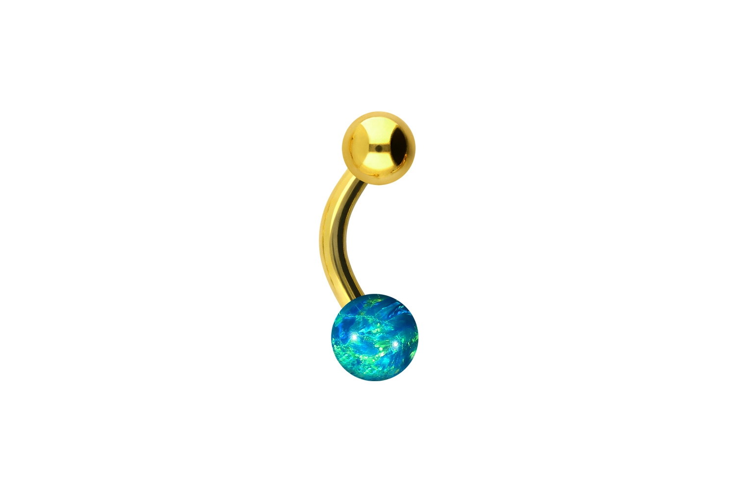Titan Mini Bananabell Piercing SYNTHETISCHER OPAL + TITAN-KUGEL
